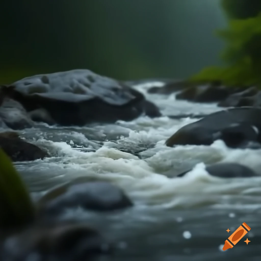 Close-up of rain falling on a river surface