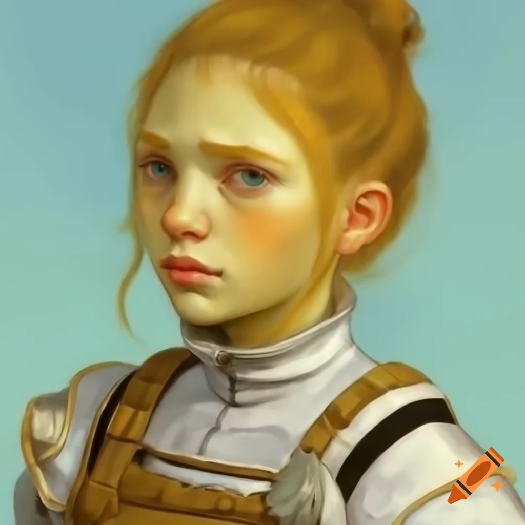 Female warrior character illustrated in Van Gogh style