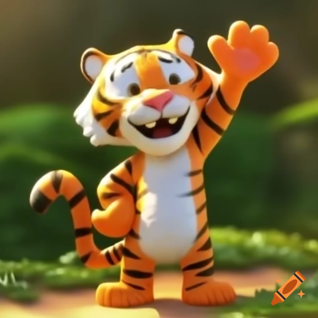 Animated tiger waving goodbye