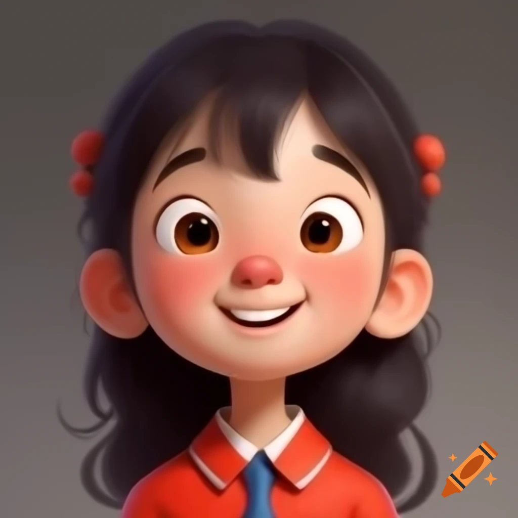 Animated portrait of a Chinese middle school student
