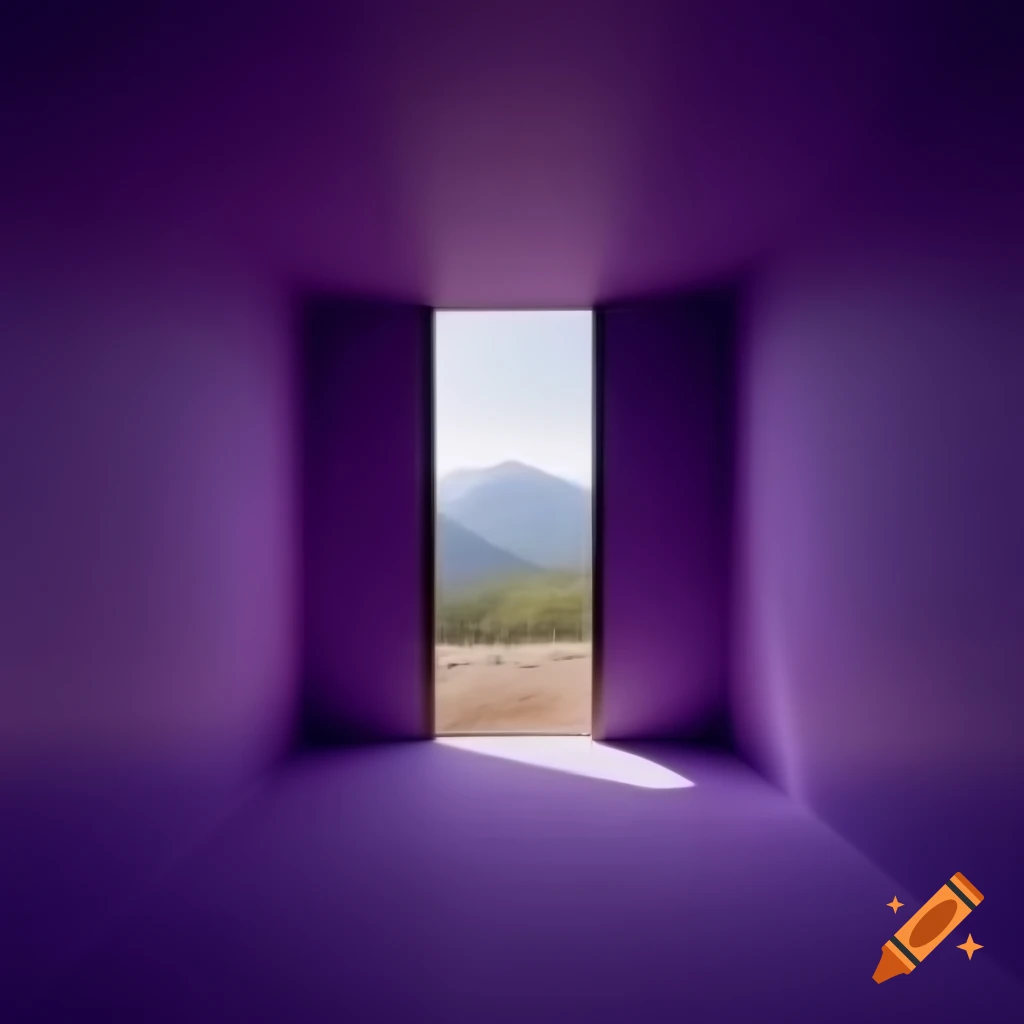 Liminal space featuring purple mountains in backrooms setting