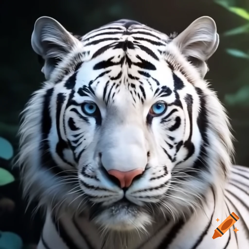 White tiger with striking blue eyes