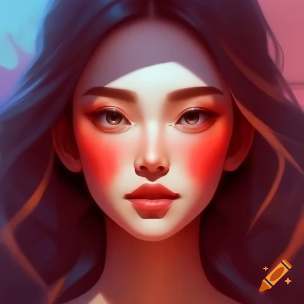 Elegant portrait of a European woman with long flowing hair and graceful features