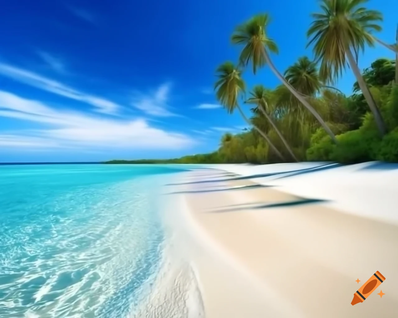 Beautiful beach with palm trees and crystal clear blue water