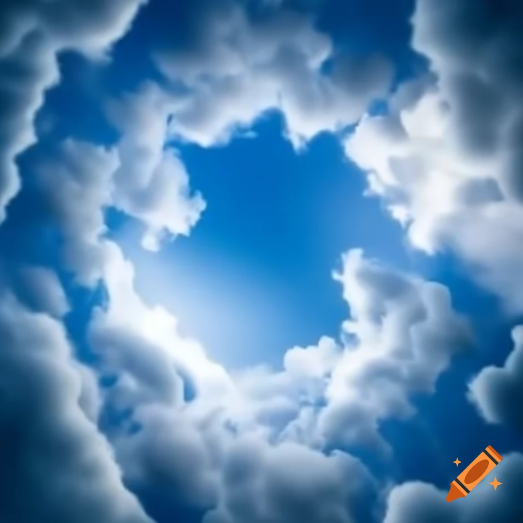 Hole in clouds revealing blue sky