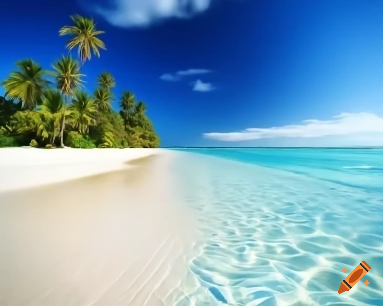 Beautiful beach with palm trees and crystal clear blue water