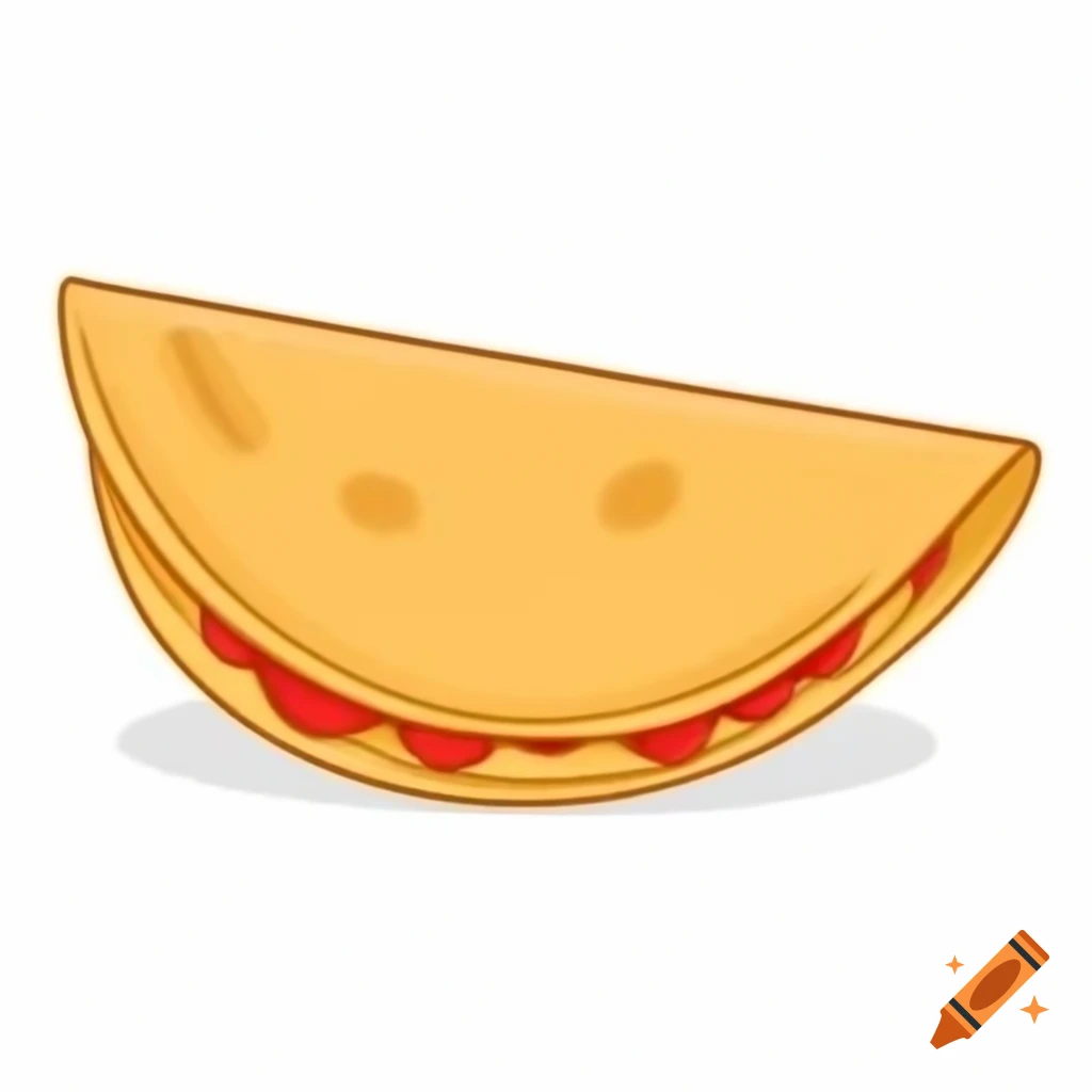 Cartoonish depiction of South Indian D-shaped dosa