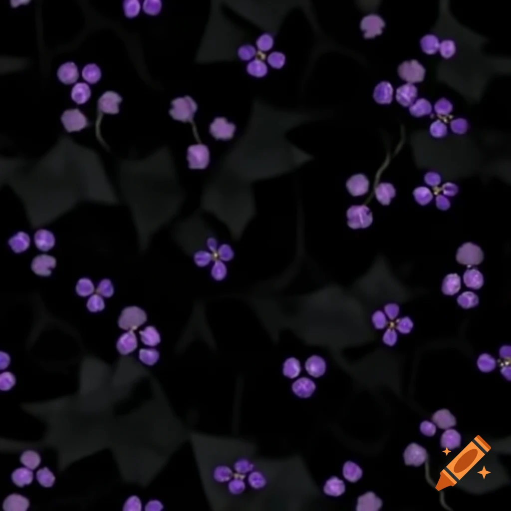 Overlapping English ivy in black velvet with purple forget-me-nots