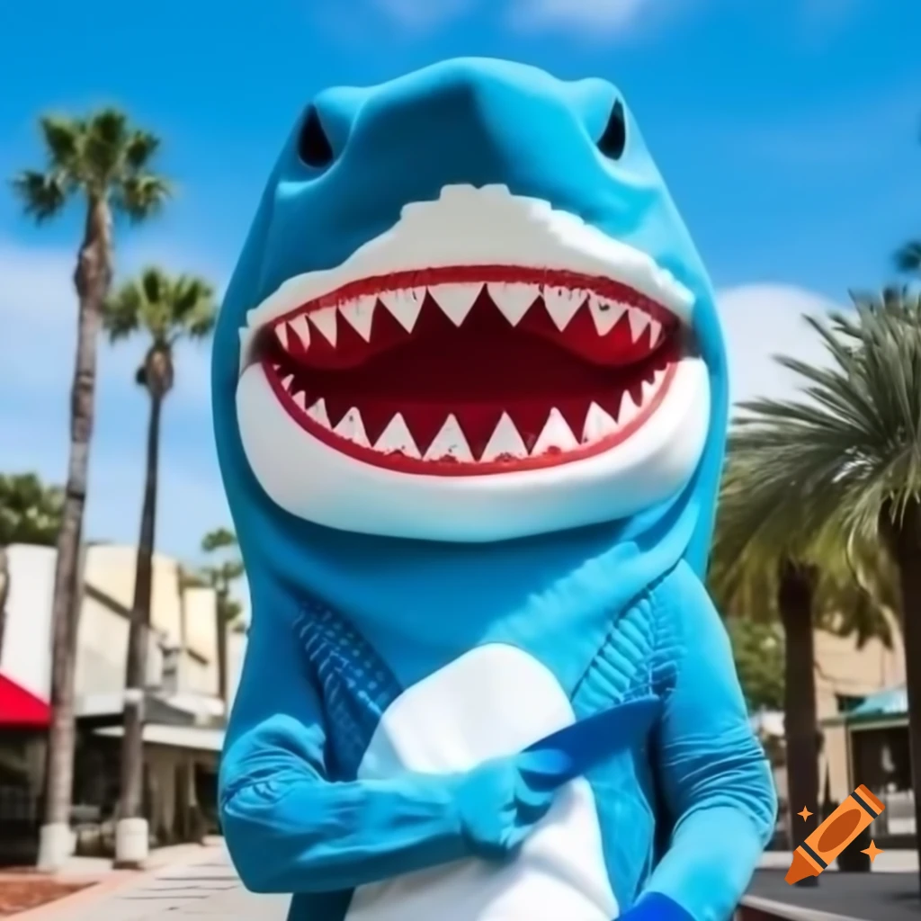 Man wearing shark costume in Orlando, Florida