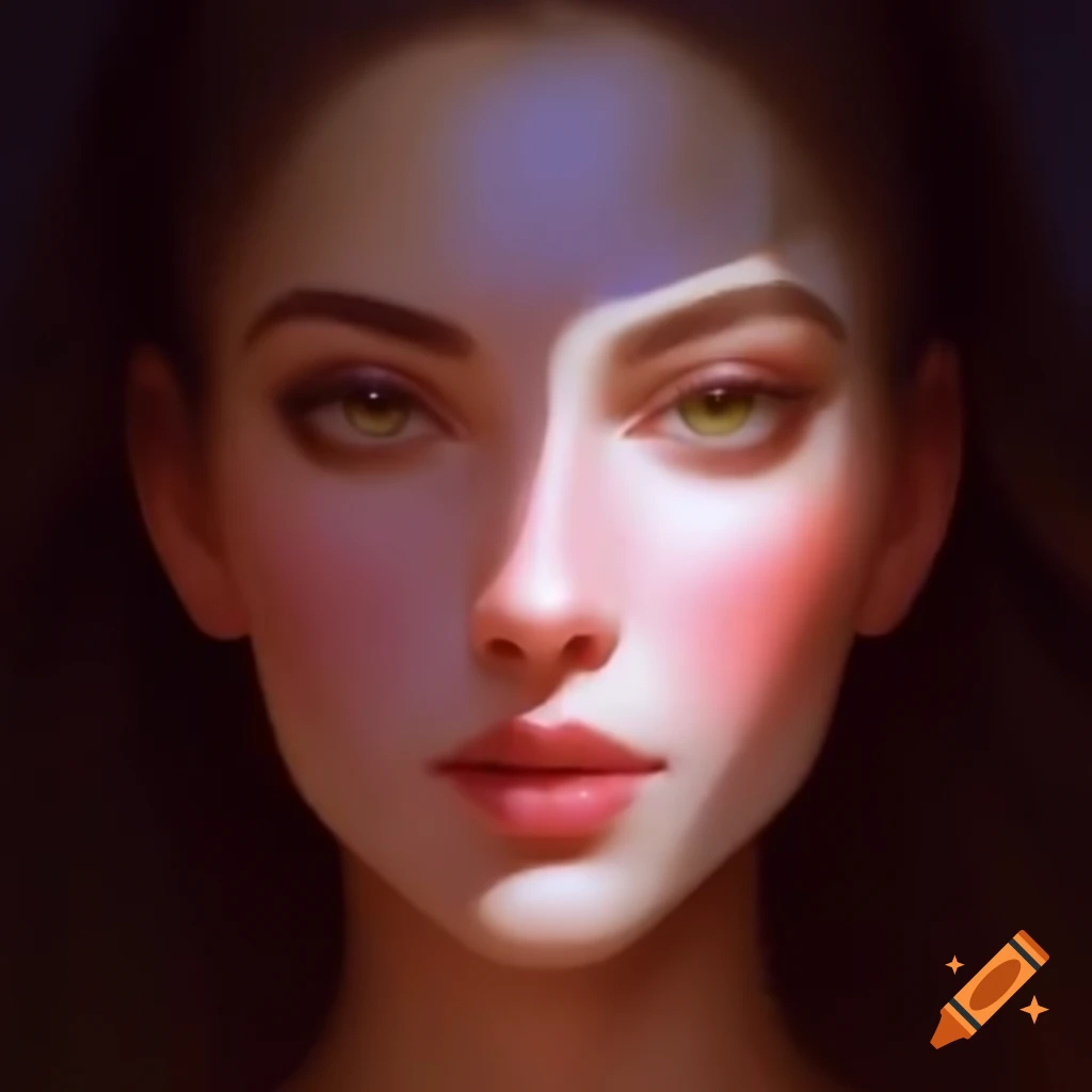 Elegant portrait of a European woman with long flowing hair and graceful features