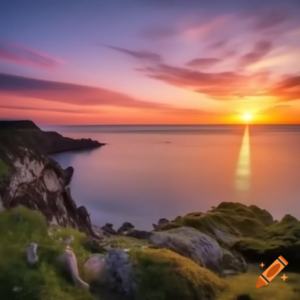 Sunrise view of church by the sea