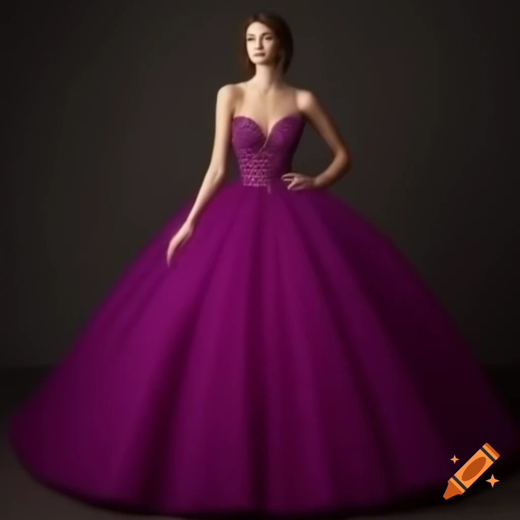 Elegant evening ball gown in studio setting