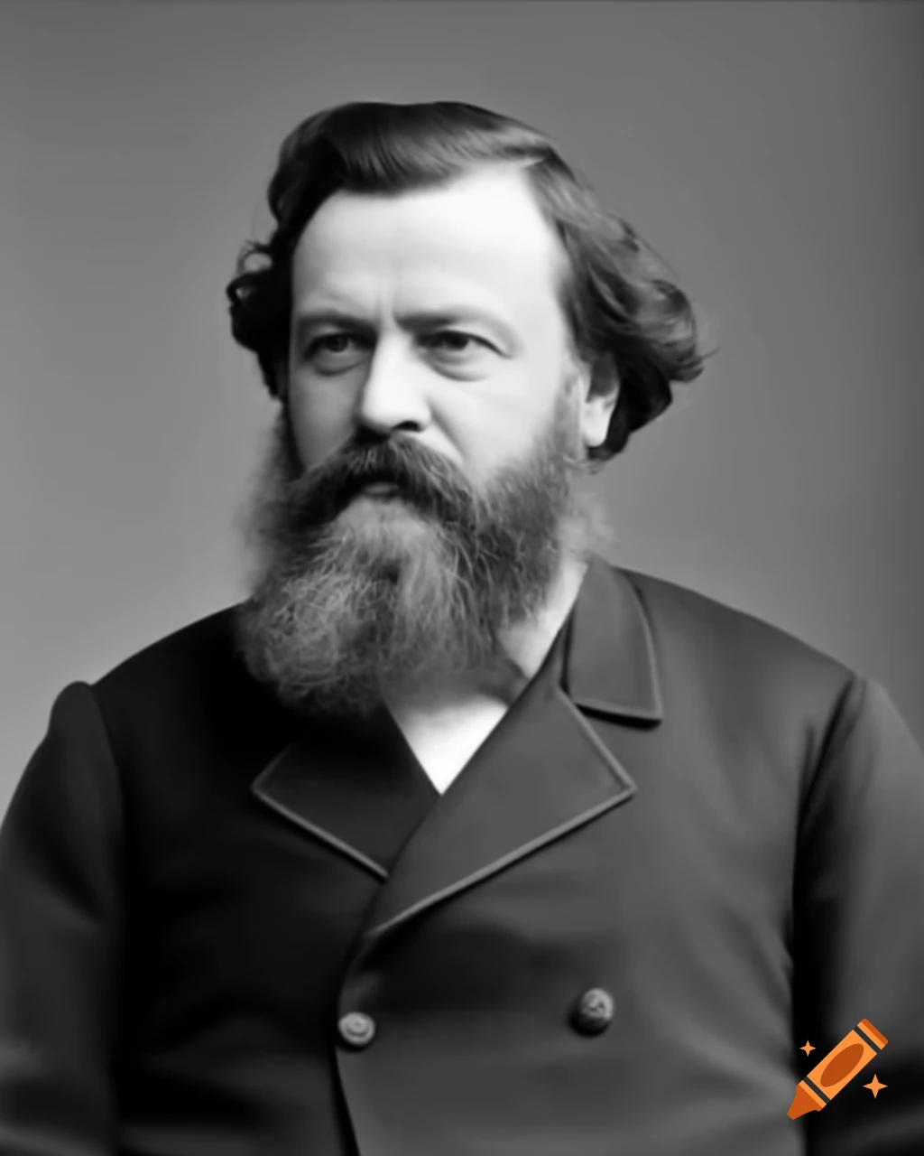 Portrait of a smart, artistic French German socialist from the 1870s with a large beard
