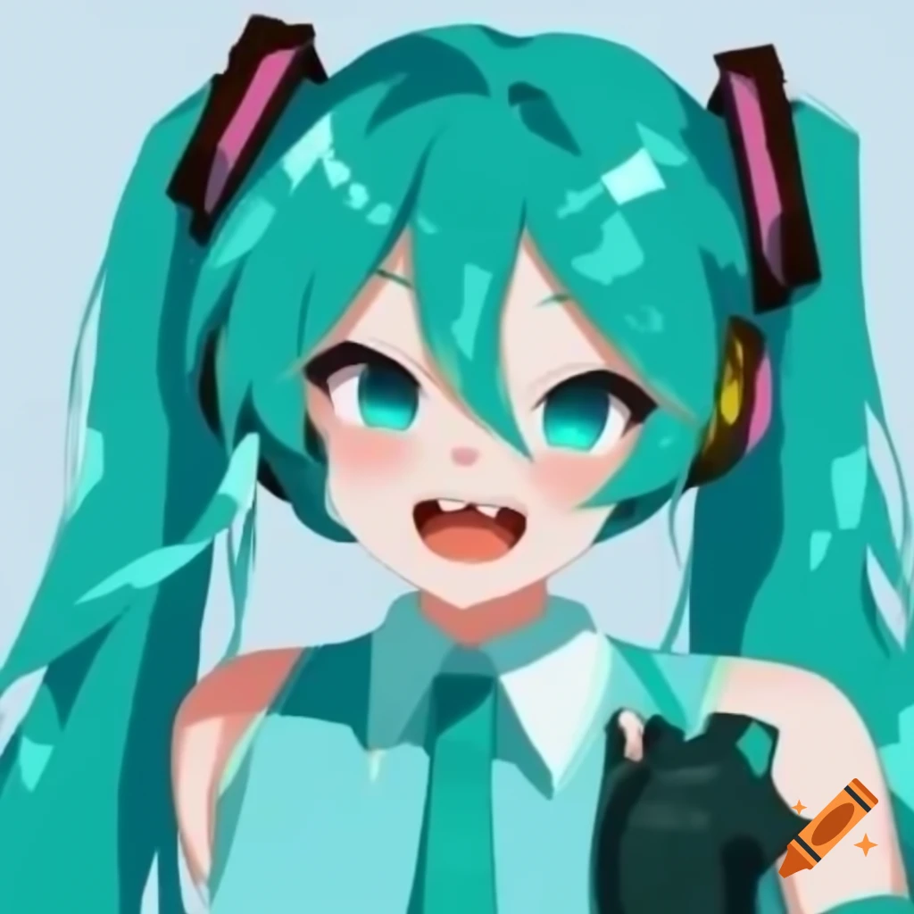 Hatsune Miku character in Minecraft environment