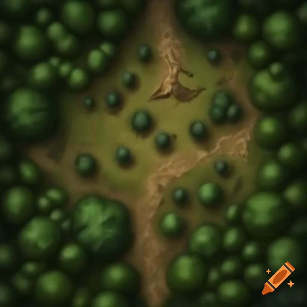Map of ancient forest with proportional tree branches for Dungeons and Dragons