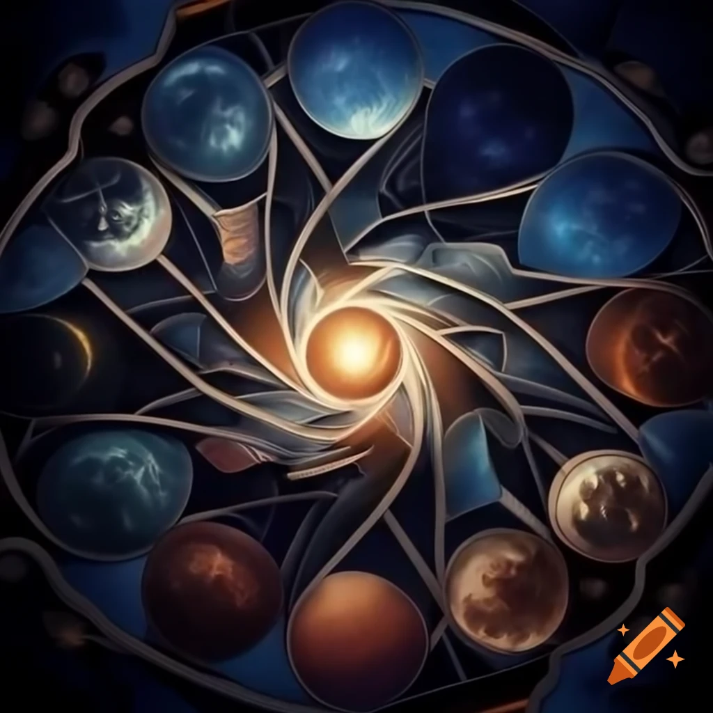 Intricate celestial shapes representing sacred geometry
