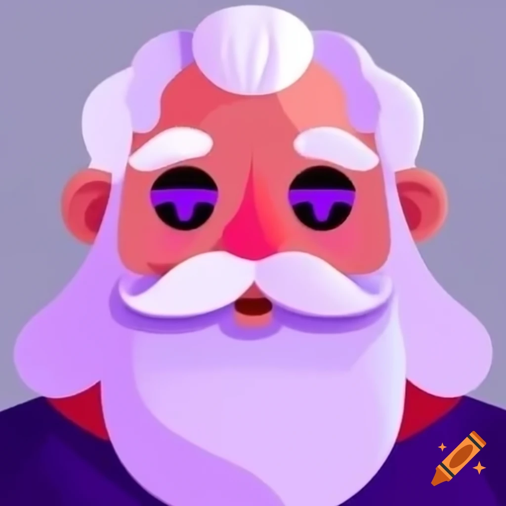 20-year-old man with bright purple eyes and white hair including a beard