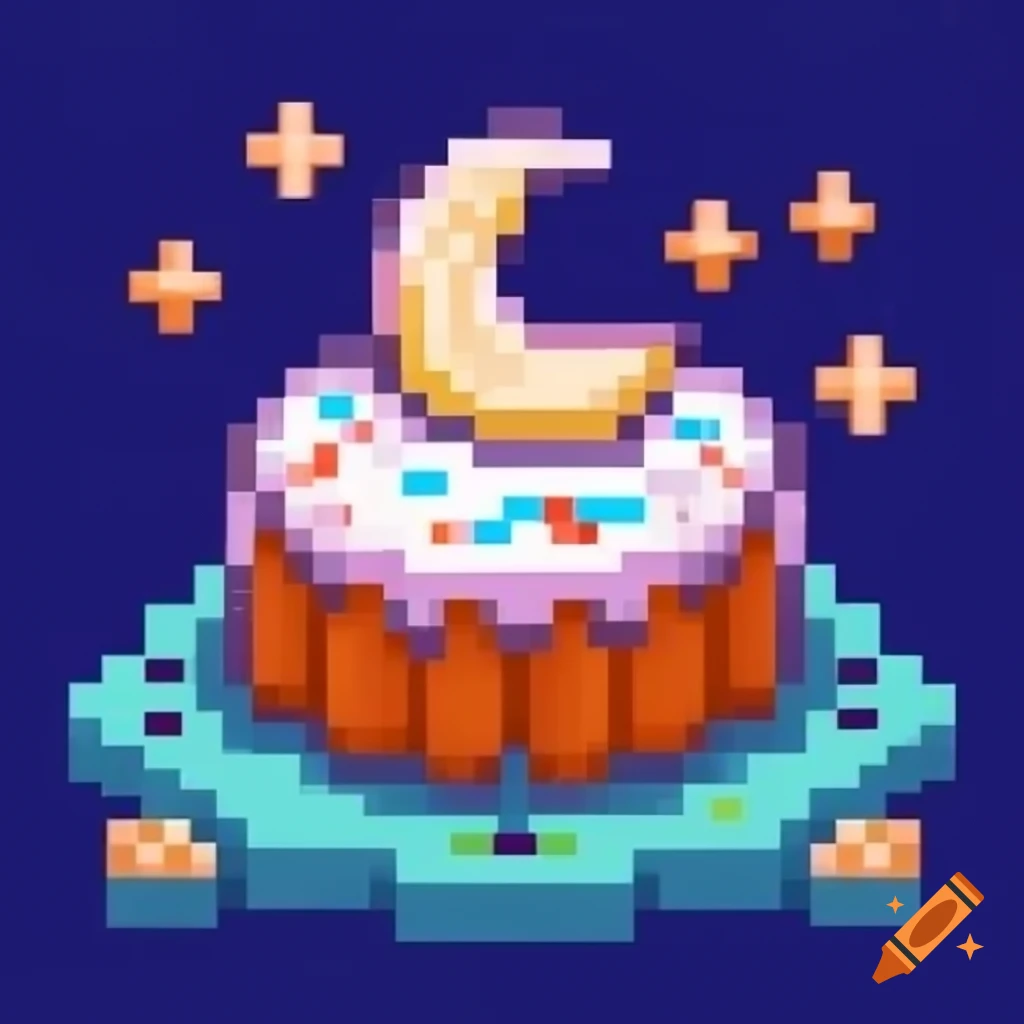 Pixel art of a mooncake sprite