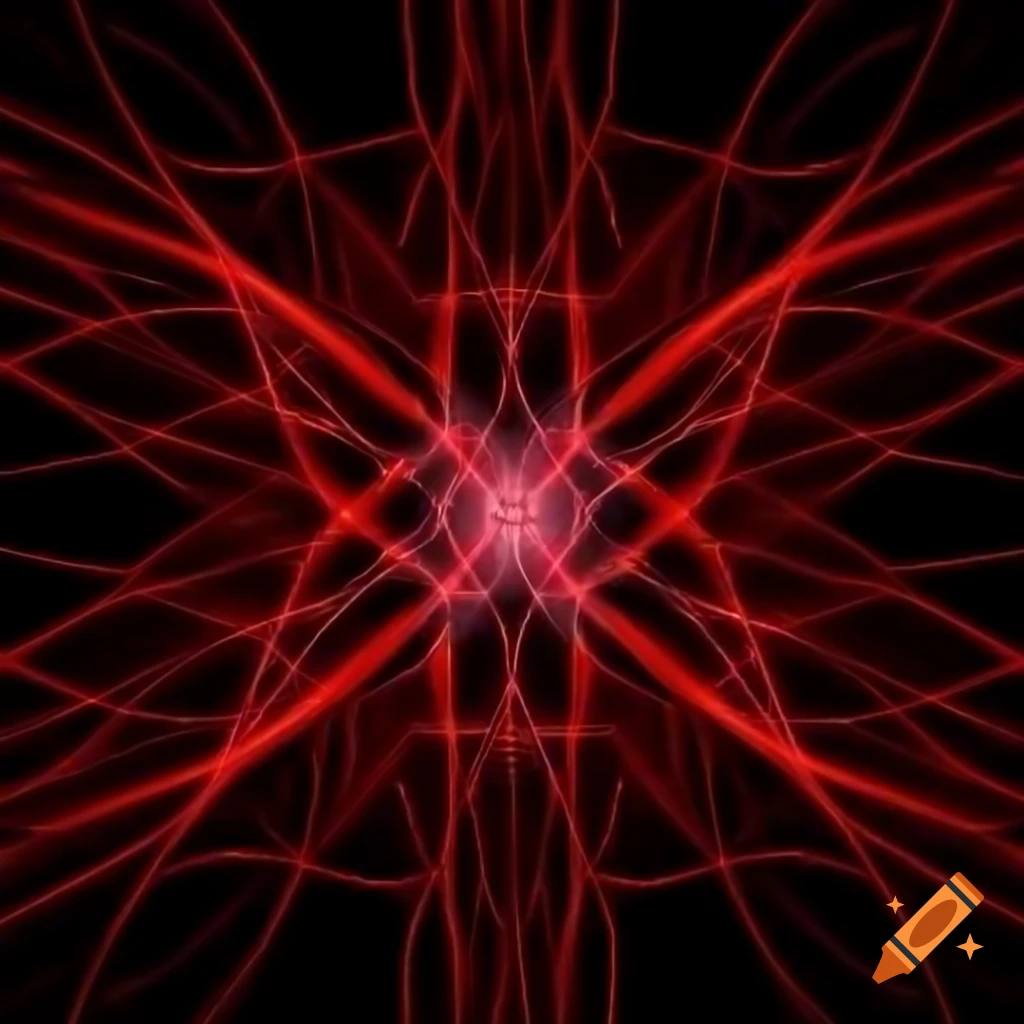 Abstract magical realm with red and black parallel lines