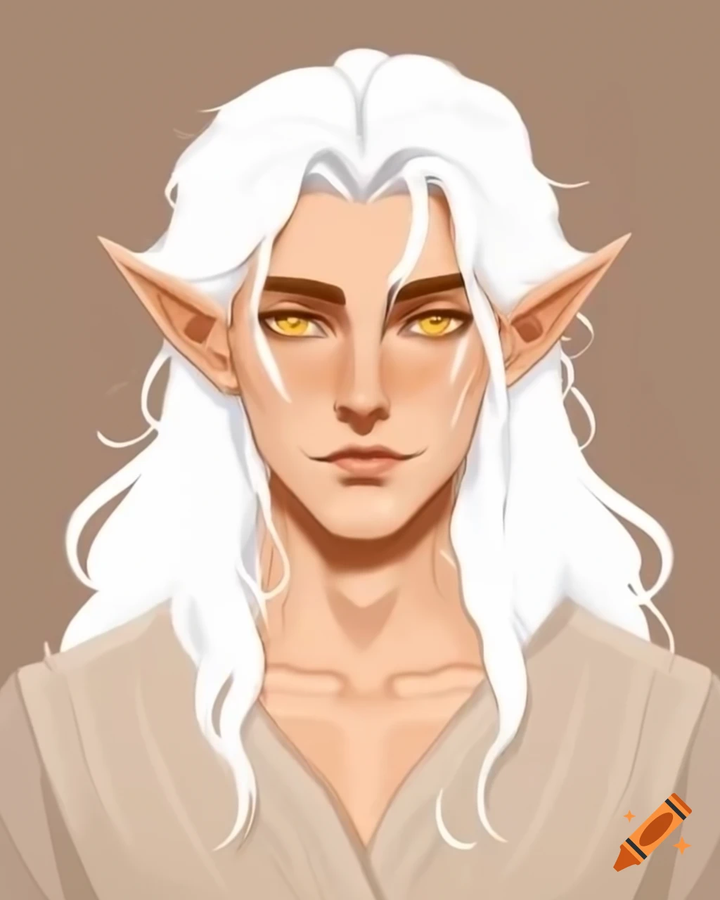 Male elf sorcerer with white hair and golden eyes casting a spell