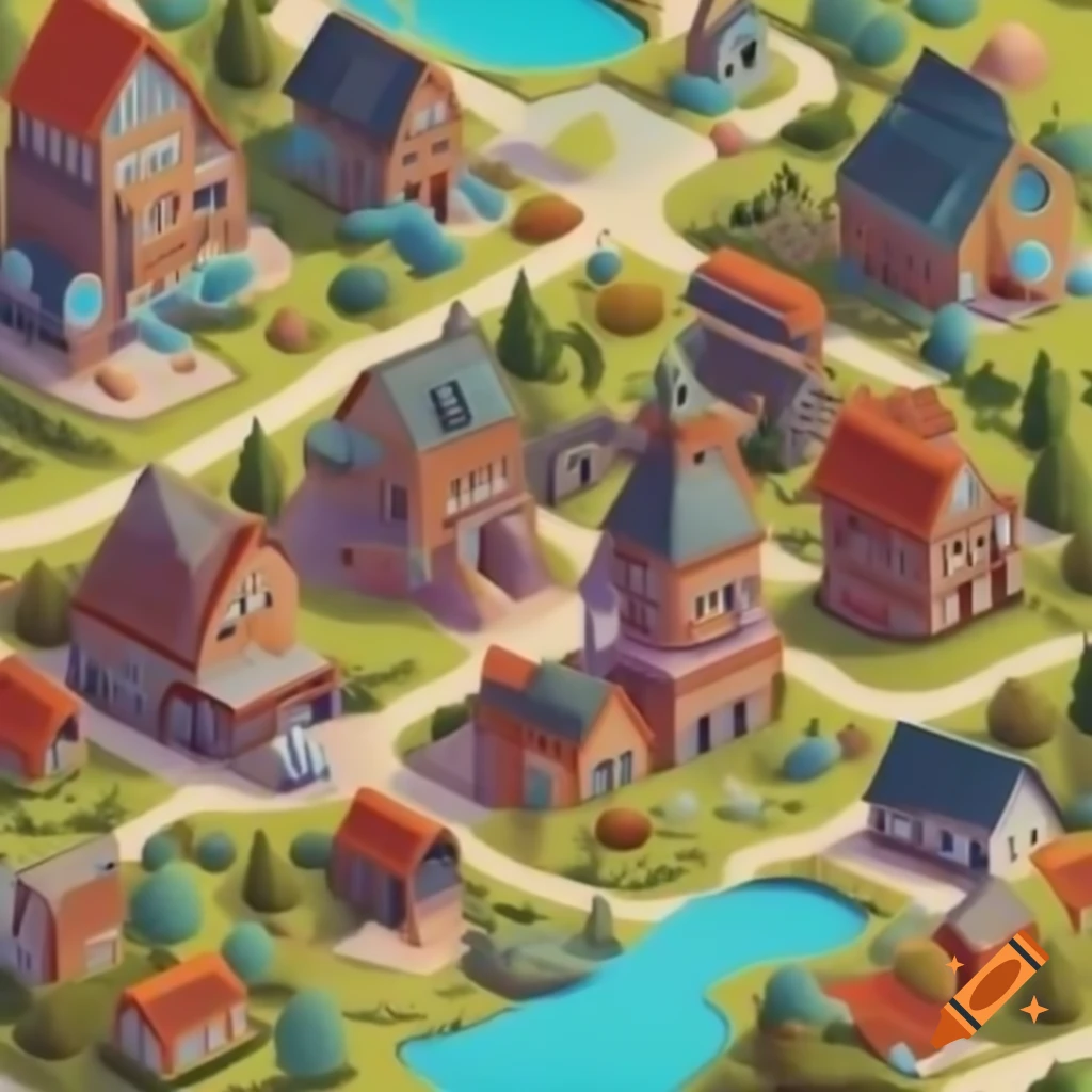 Vivid and detailed fantasy town architecture