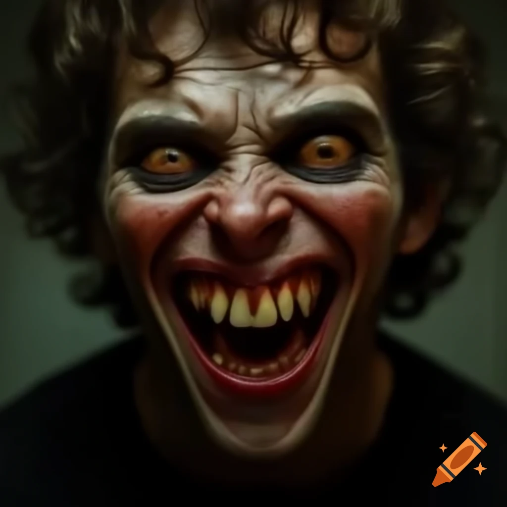 Man with curly hair and a scary expression