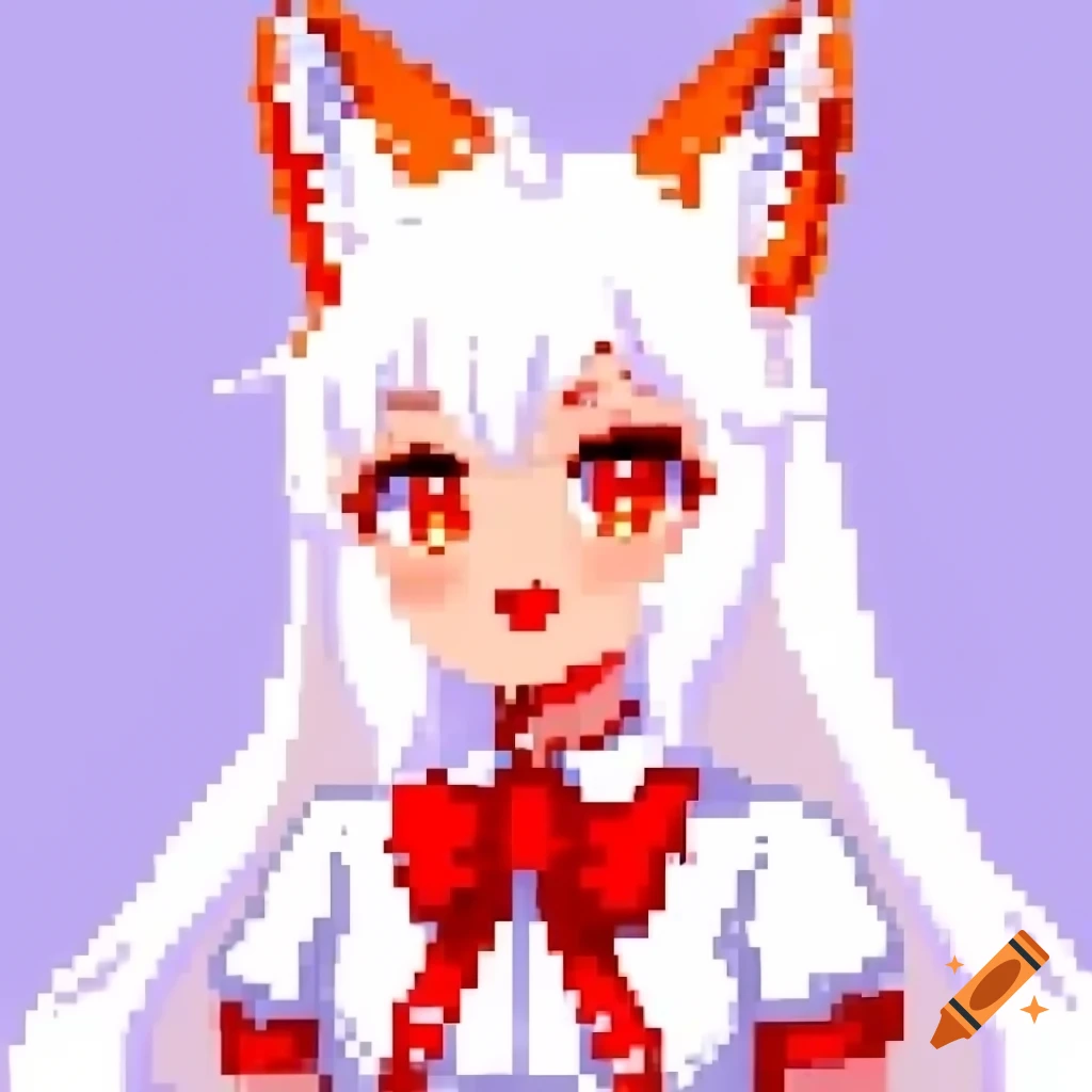 Pixel art representation of a kitsune girl character