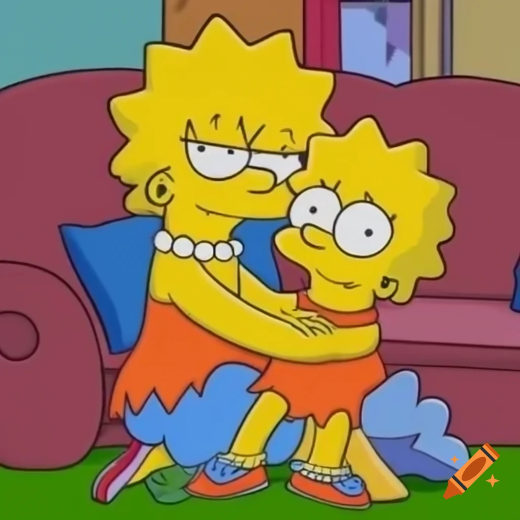 Lisa Simpson mascot comforting a boy
