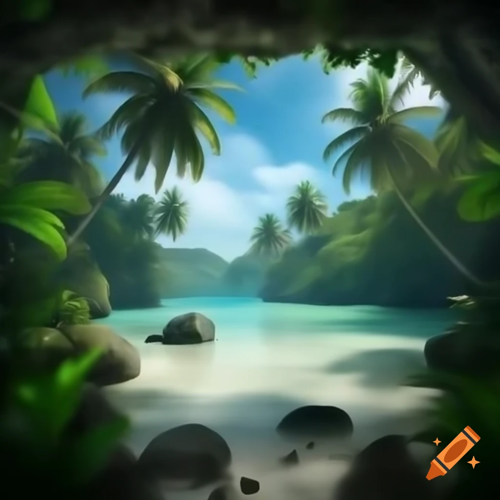 Tropical island paradise ideal for dual screen background