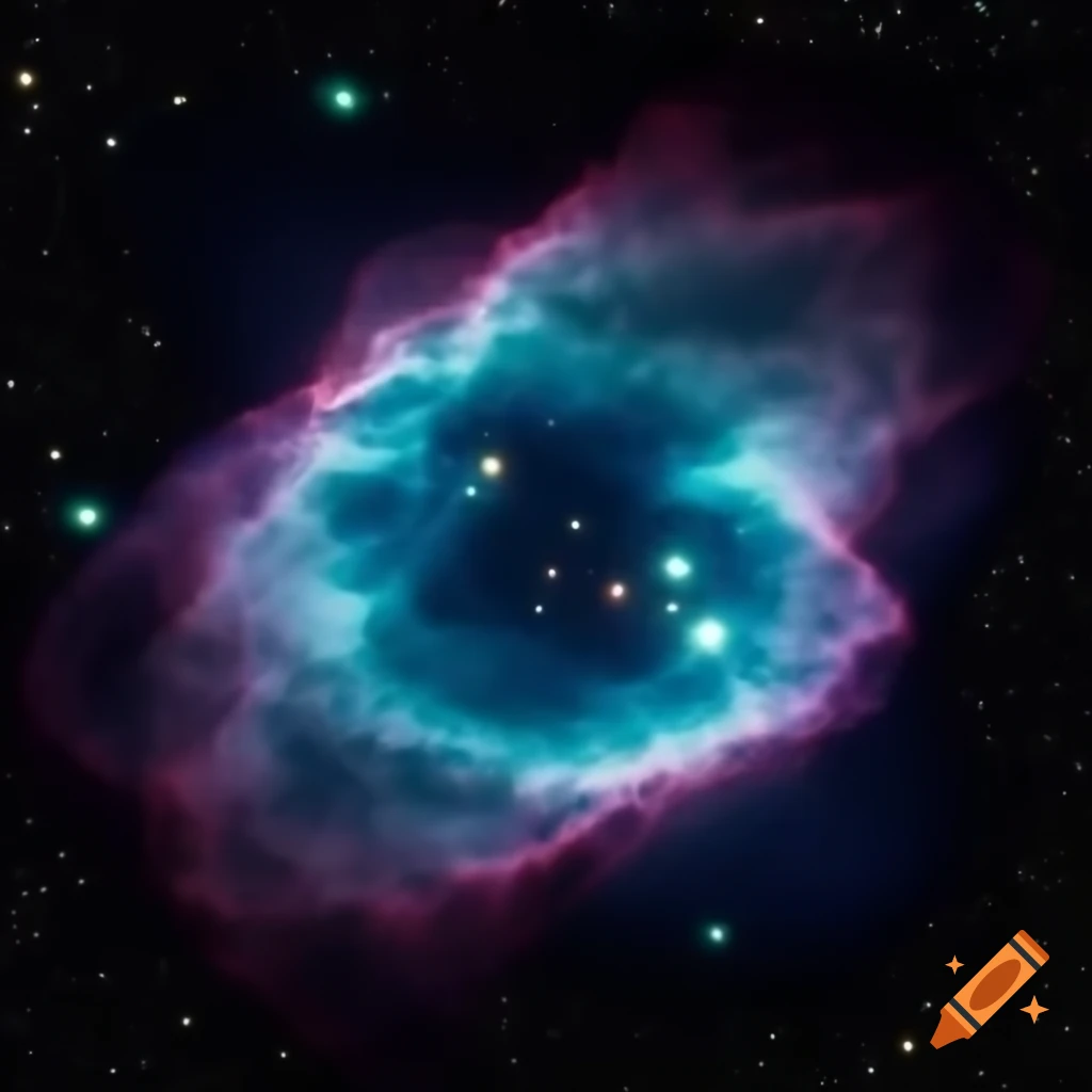 Cyan neutron star in space