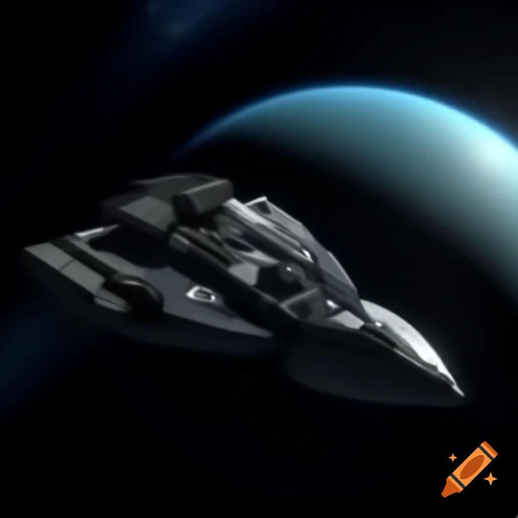 Futuristic spaceship orbiting Uranus on Craiyon
