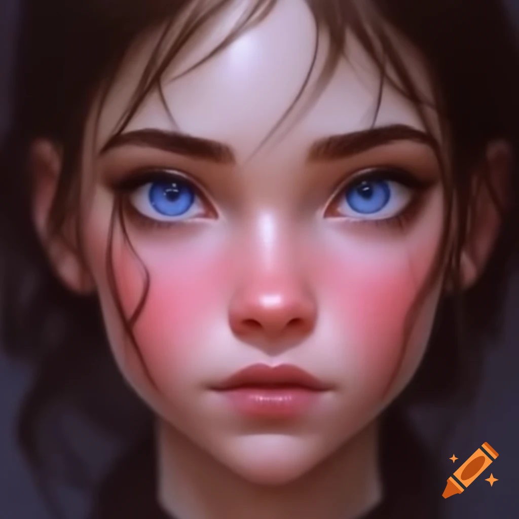 Young woman with striking blue eyes