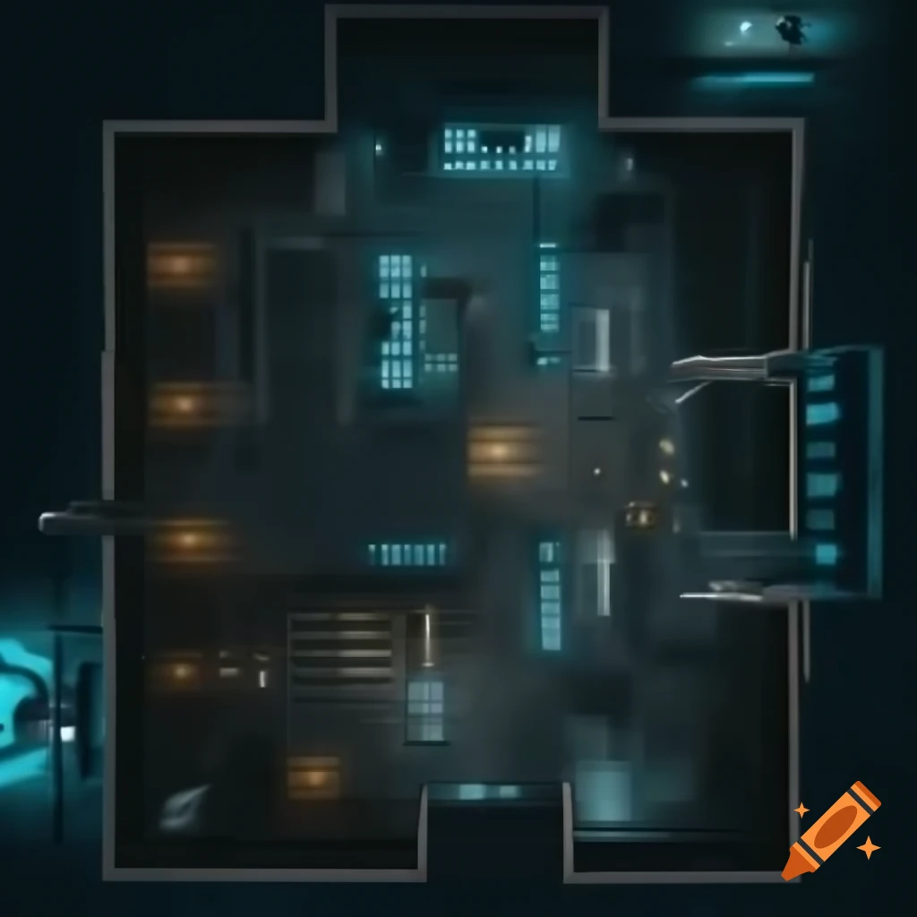 Top-down view of modern cyberpunk Kowloon Walled City