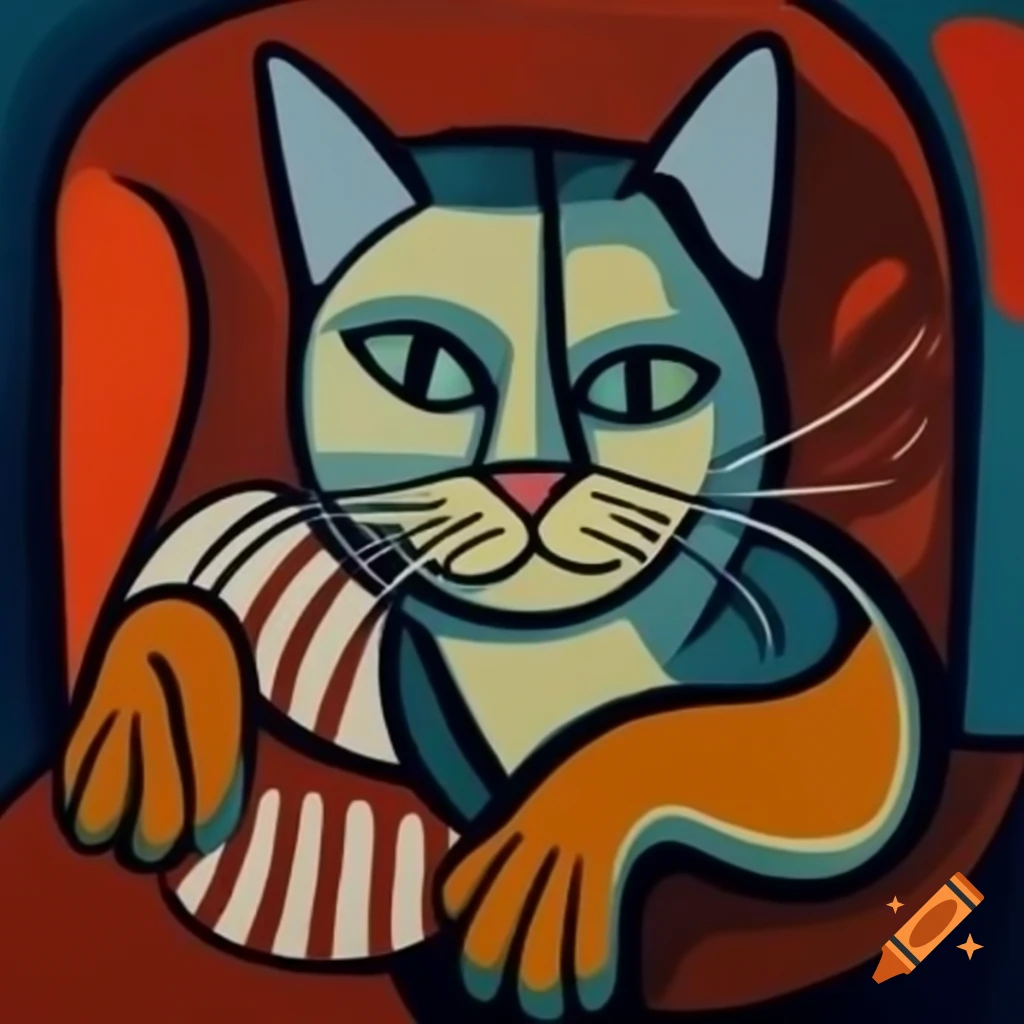 Cubist cat in Picasso style