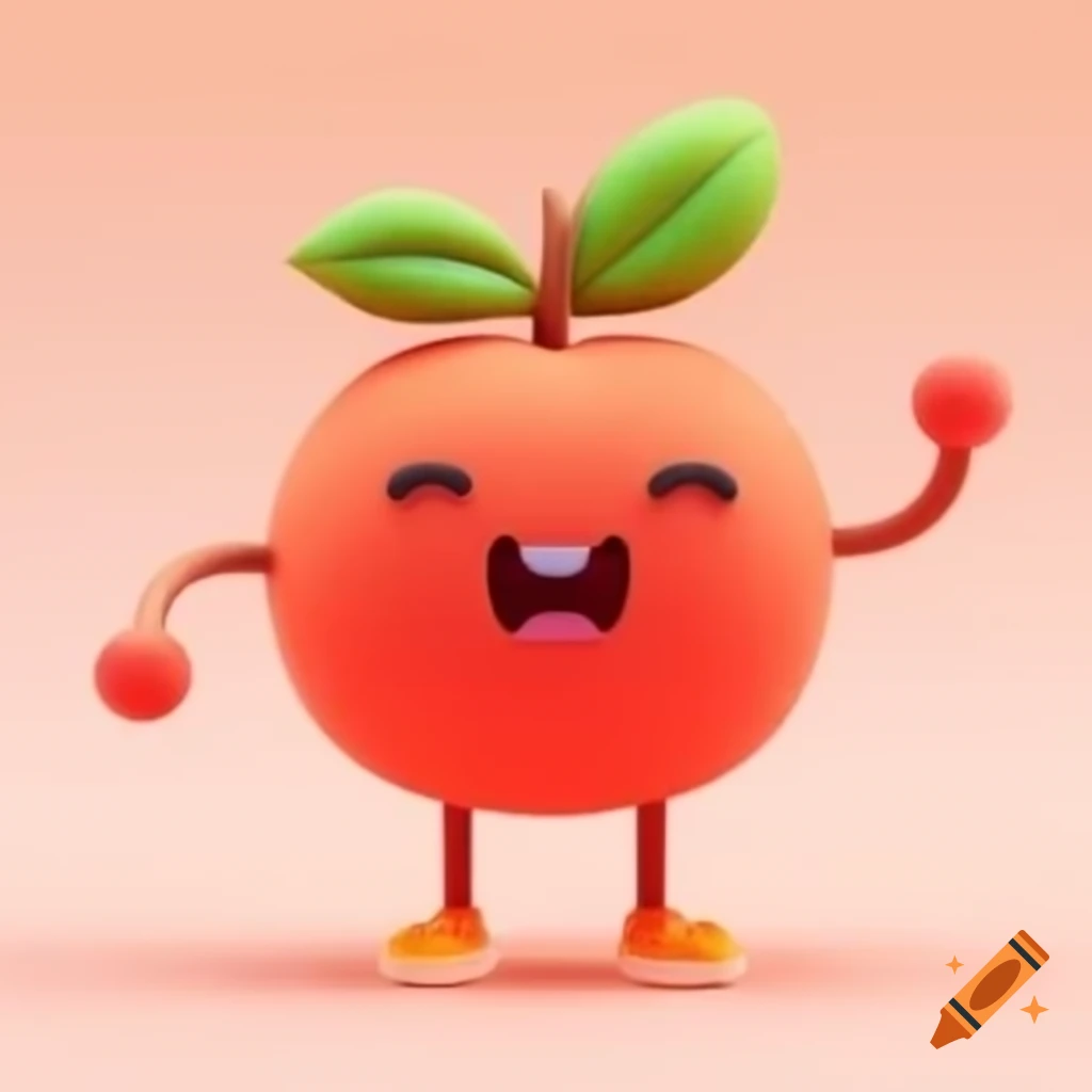 Cartoon depiction of a red mad apricot