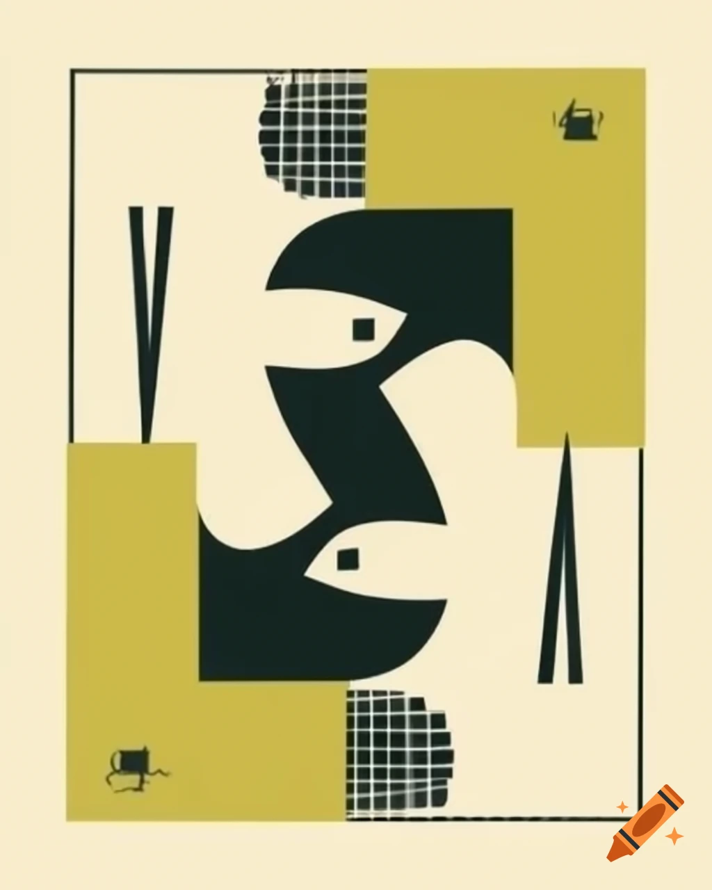 Stylized parrot logo design in classic interwar graphic style