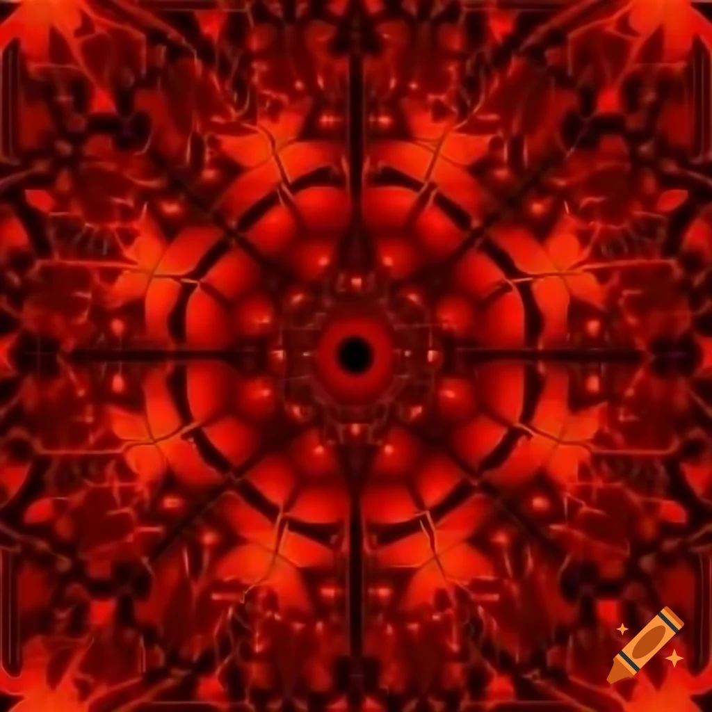 Abstract red fractal geometric shapes and topological structures