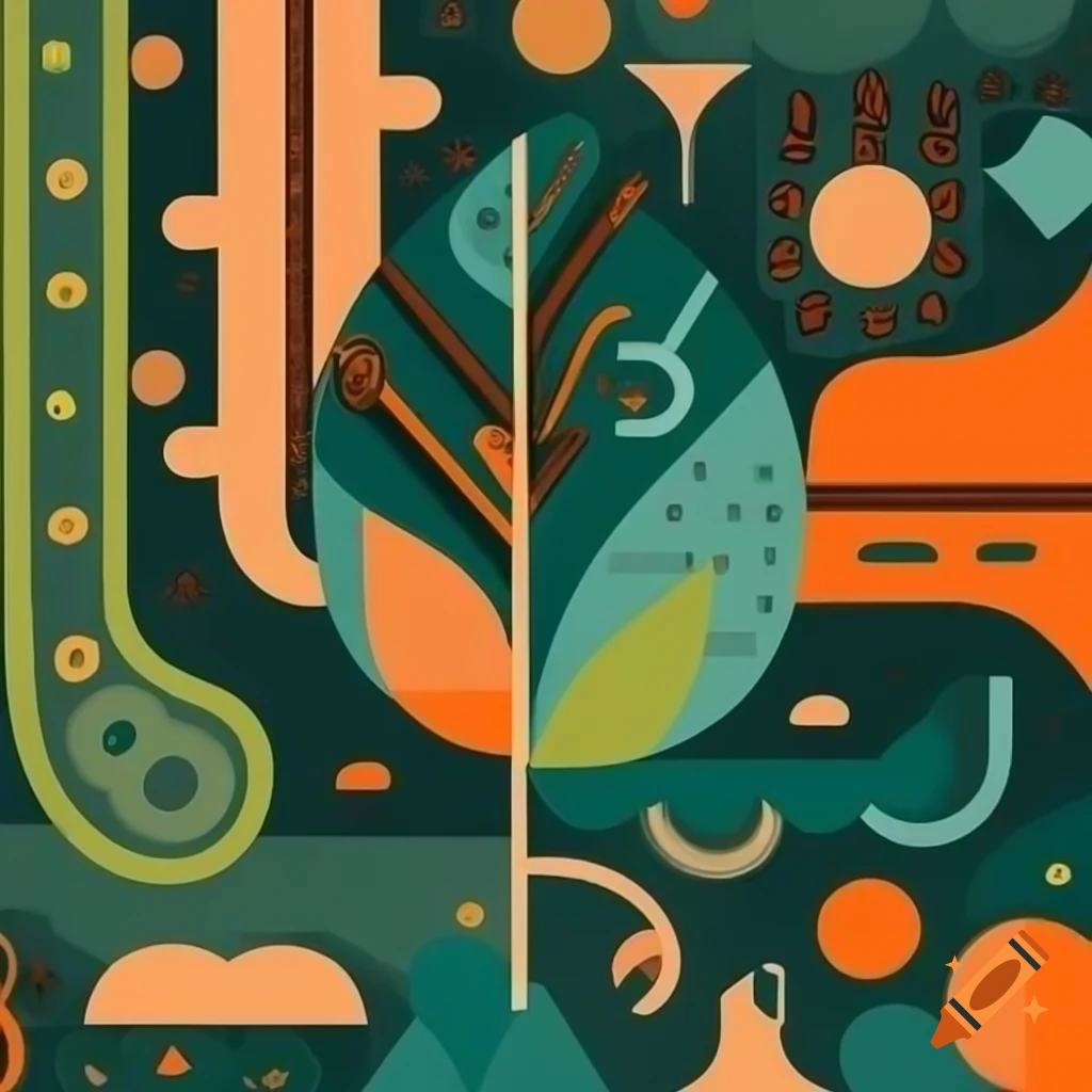 Abstract design inspired by leaf veins with unique shapes and colors
