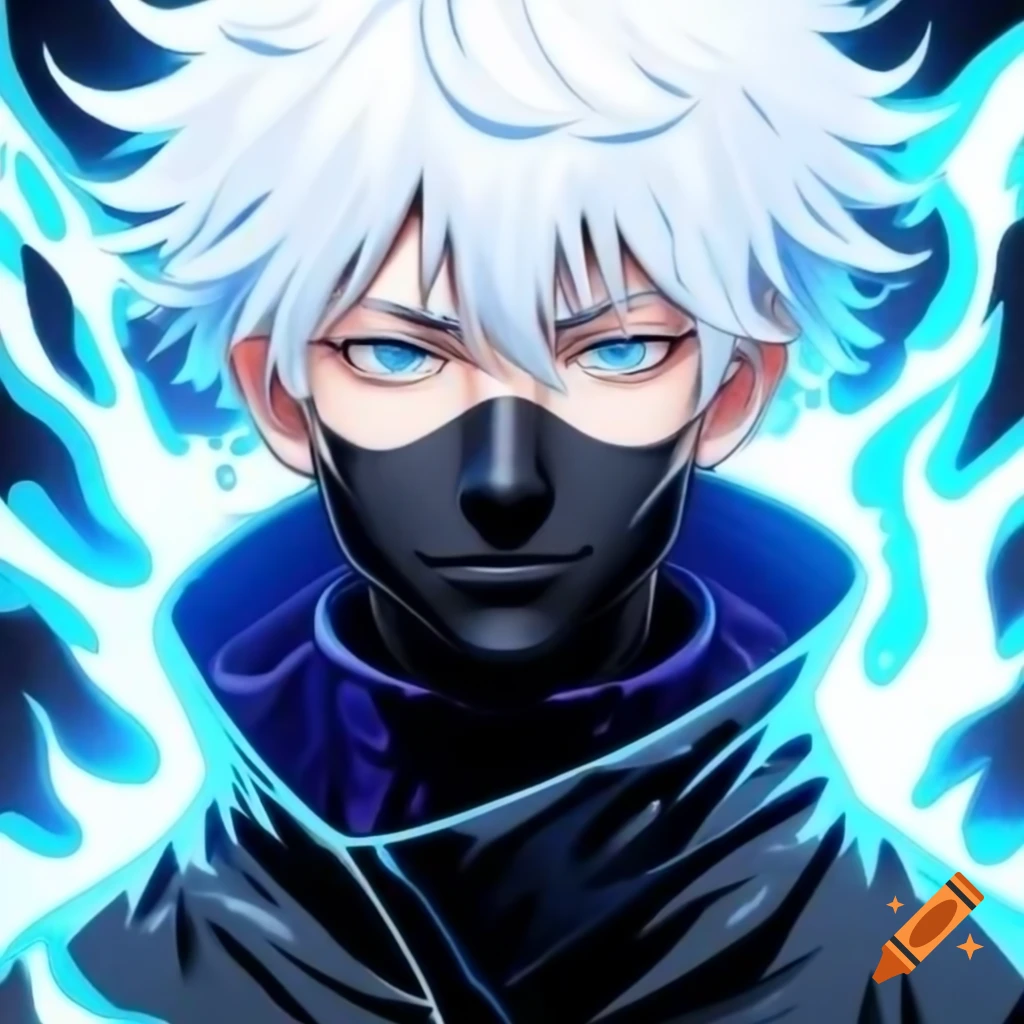 Powerful blue-eyed sorcerer with white hair posed confidently