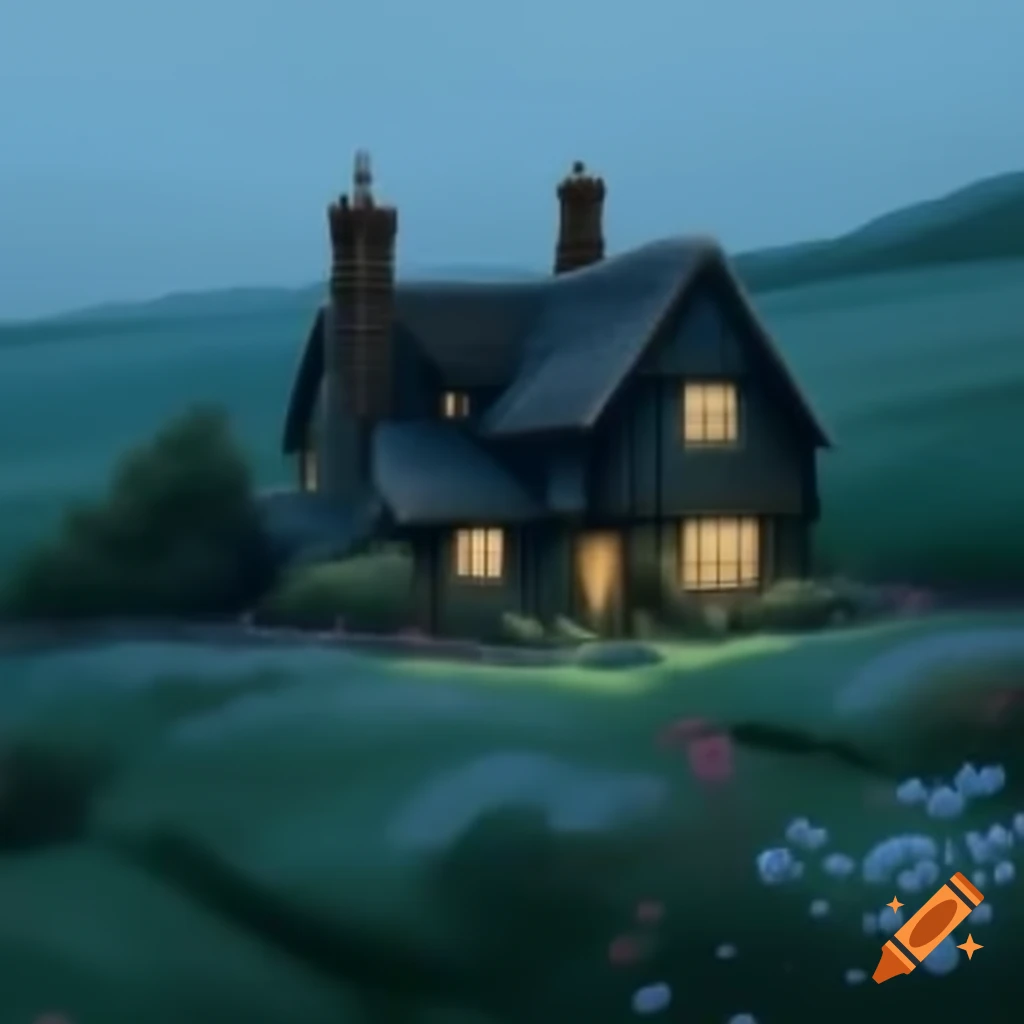 Cozy English house in countryside with wild, untamed garden