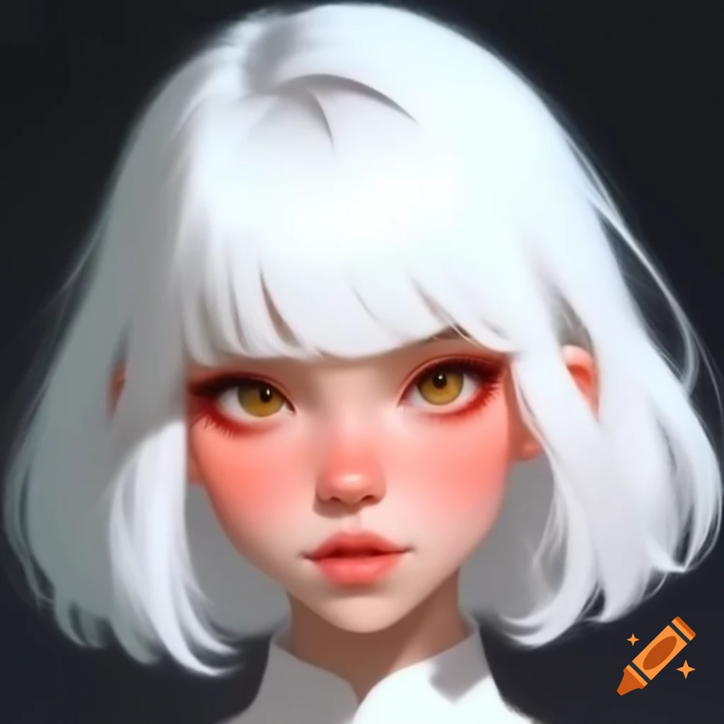Young woman with striking white hair