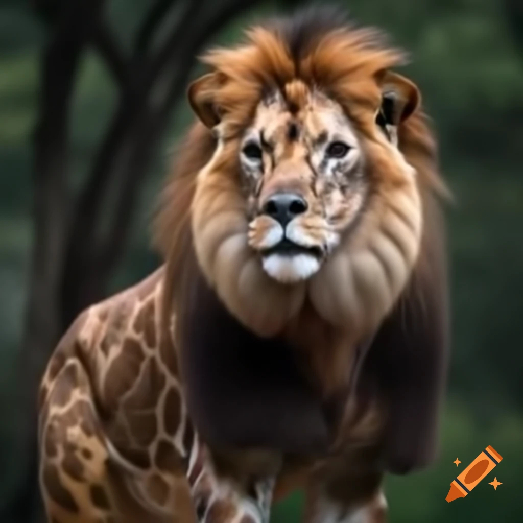 Mythical beast with lion mane and giraffe neck
