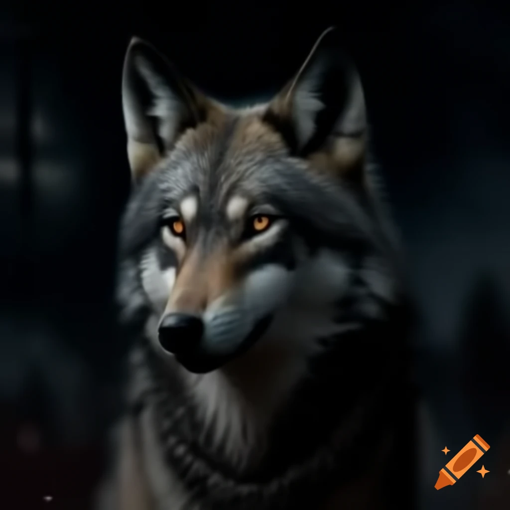 Stylized emo alpha wolf portrait