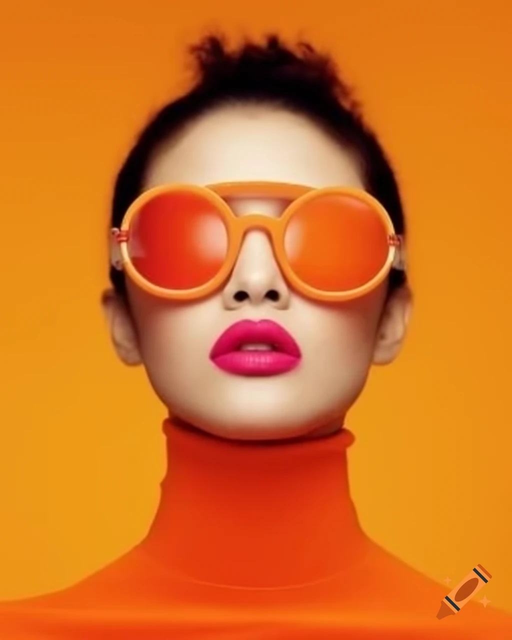 Pop surreal photography emphasizing vibrant orange hues