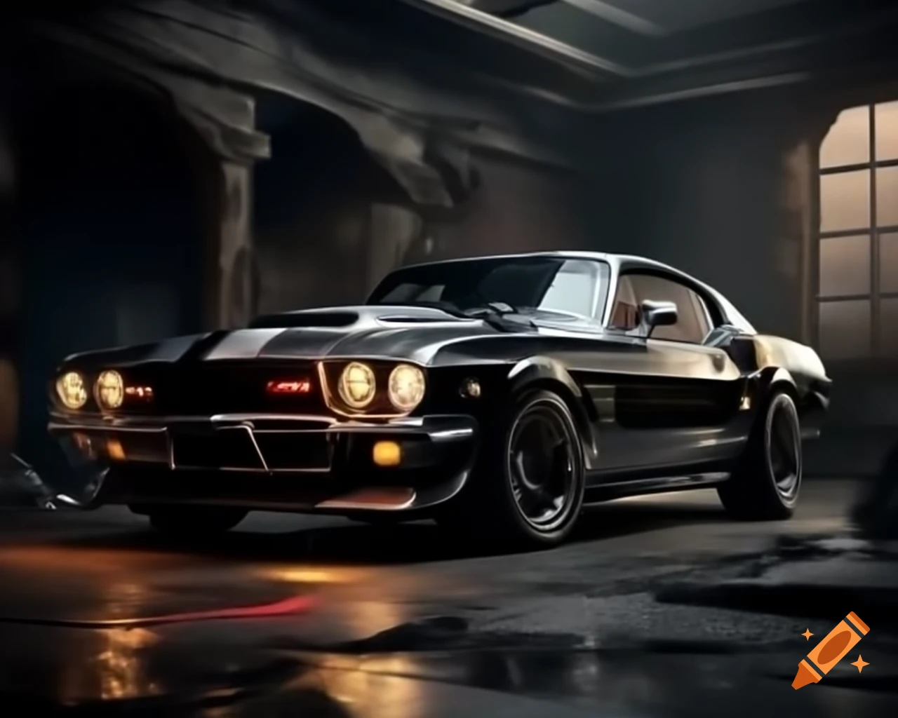 Aesthetic classic muscle car for PC wallpaper in dark old money theme
