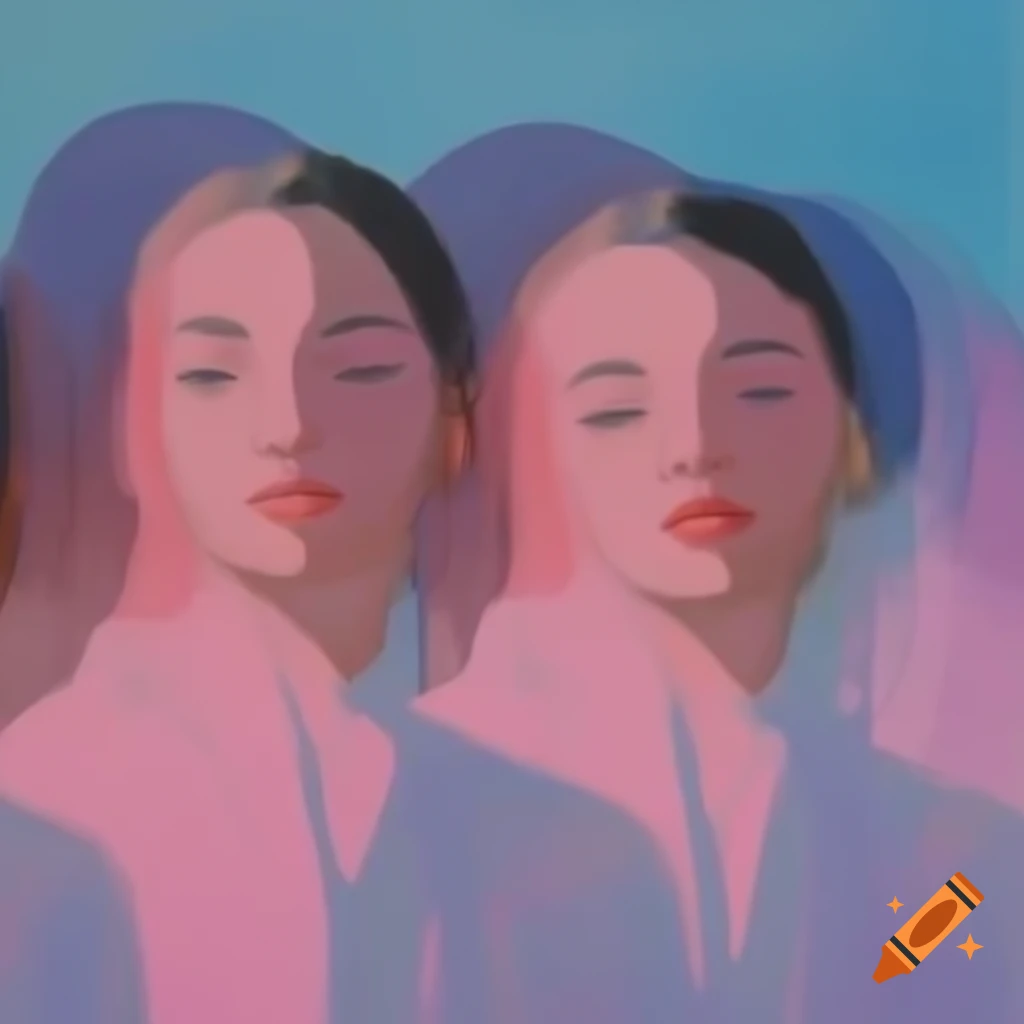 Minimalist painting in pastel tones with soft shadows and smooth contours