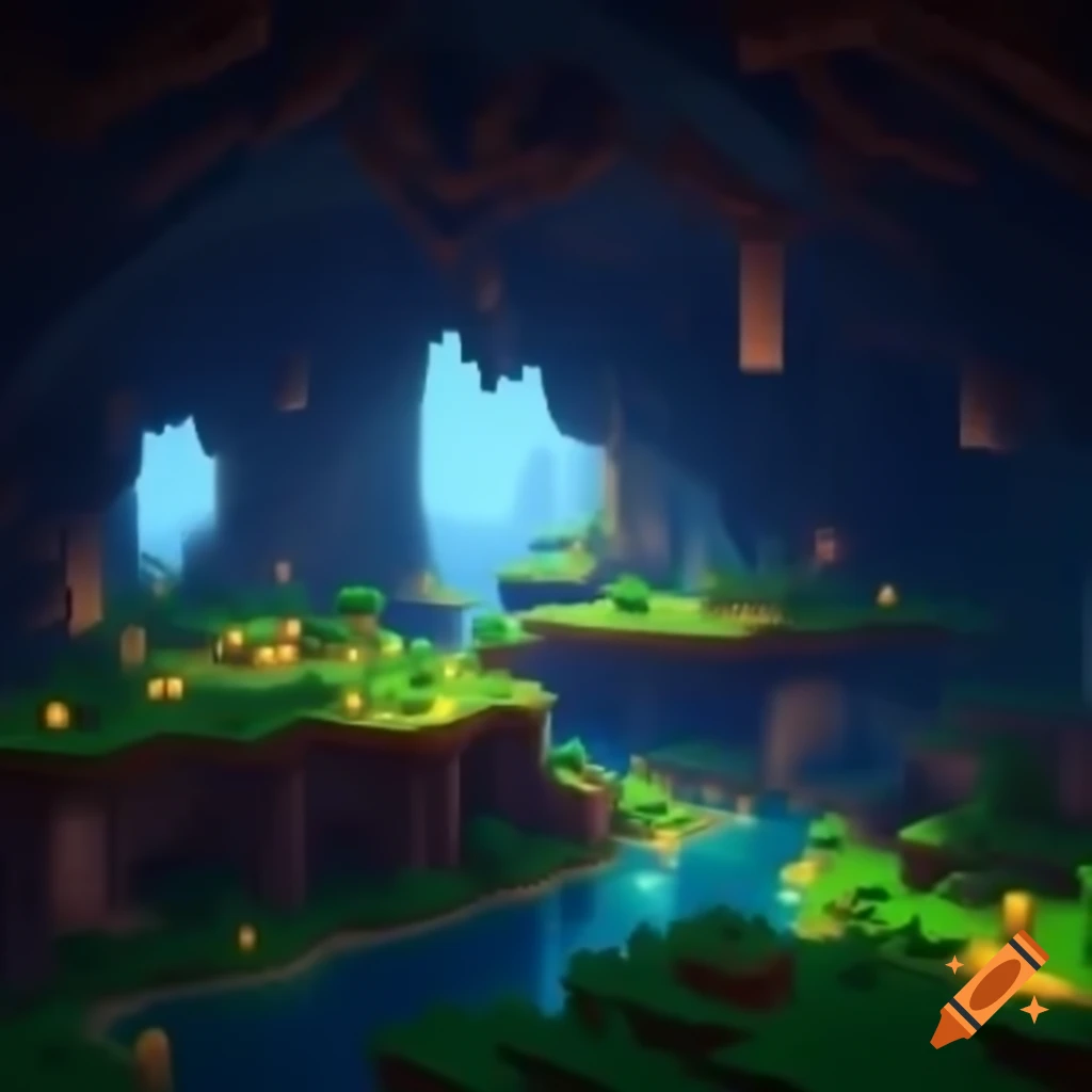 Ambient lit Minecraft cave in 4K resolution