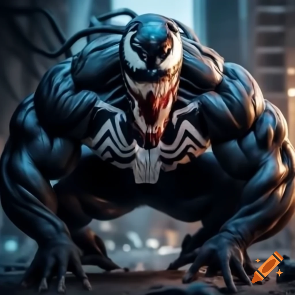 Venom character in full body pose perspective