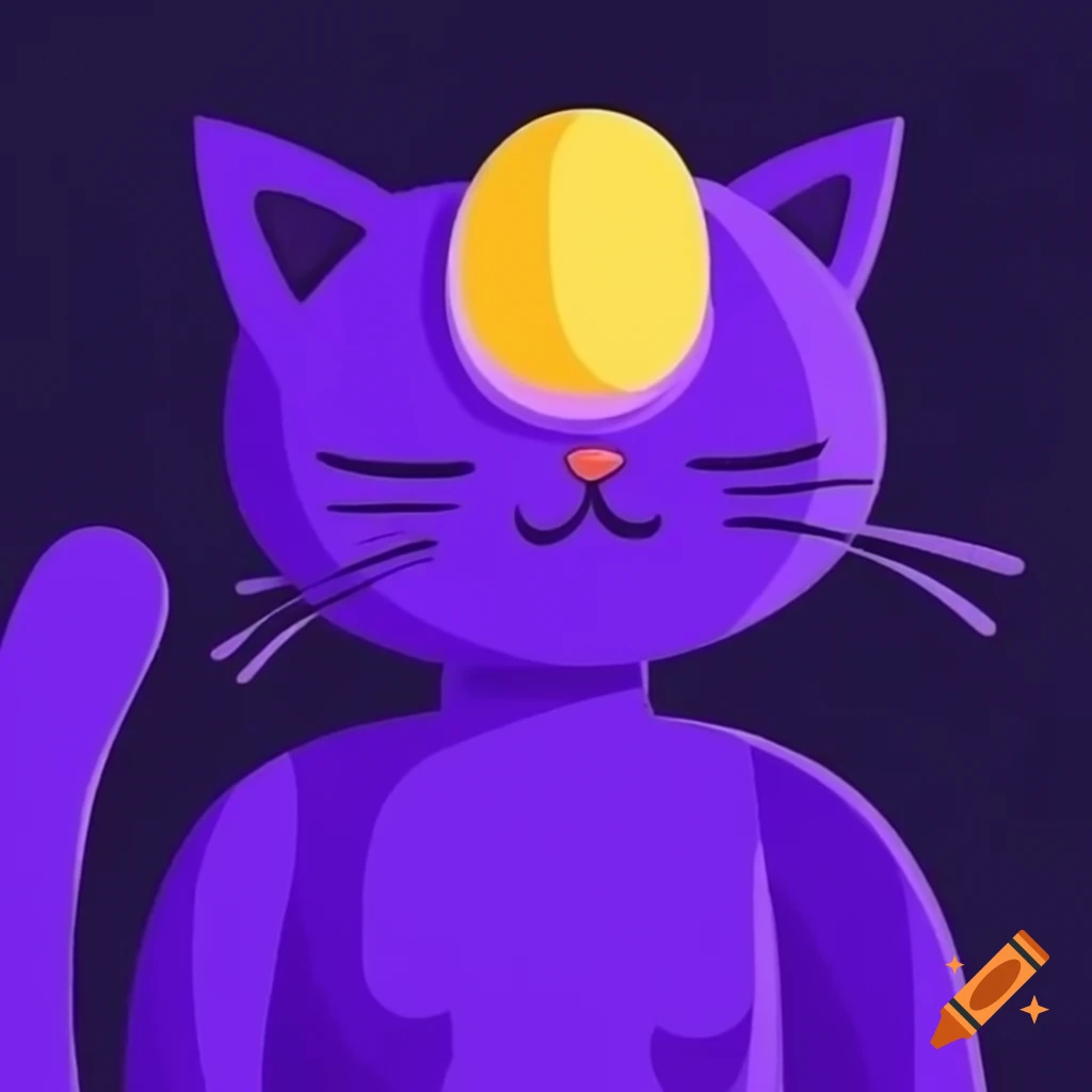 Purple cat woman with headdress and glowing yellow stone