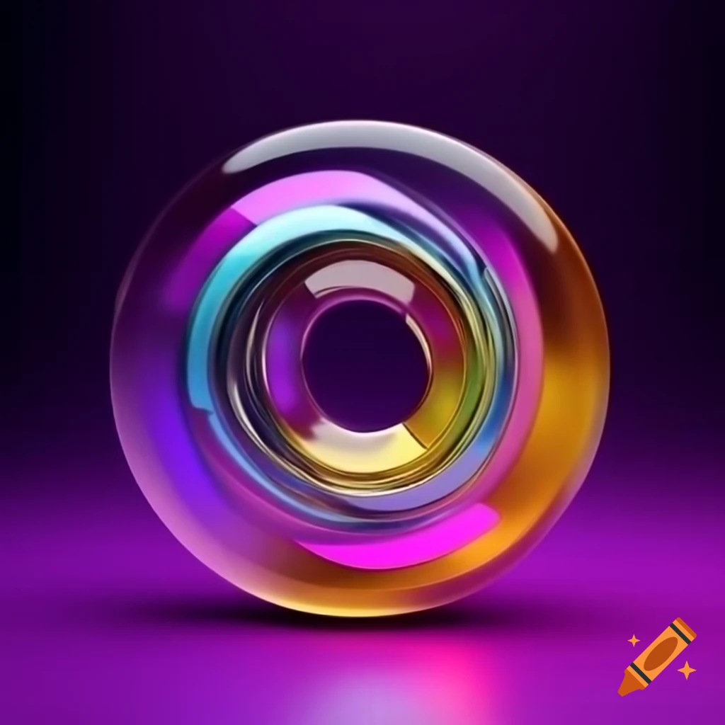 Glassy polkadot coin circles in 3D digital art with magenta background